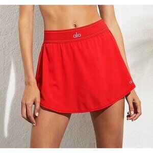 Alo Match Point Tennis Skirt Red Hot Summer Active Sports Run Shorts Mini Skort